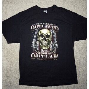 Vtg Delta Pro-Weight When Guns Are Outlawed I Will Become A Outlaw T-shirt 2XL